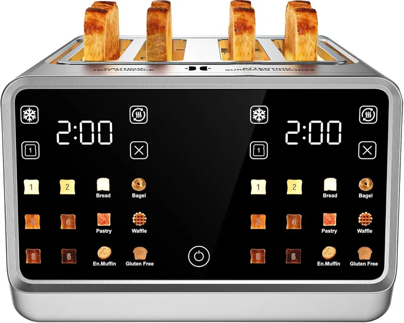 Foyoconven 4 Slice Toaster, Touchscreen Dual Zone Toaster with Bagel Mode