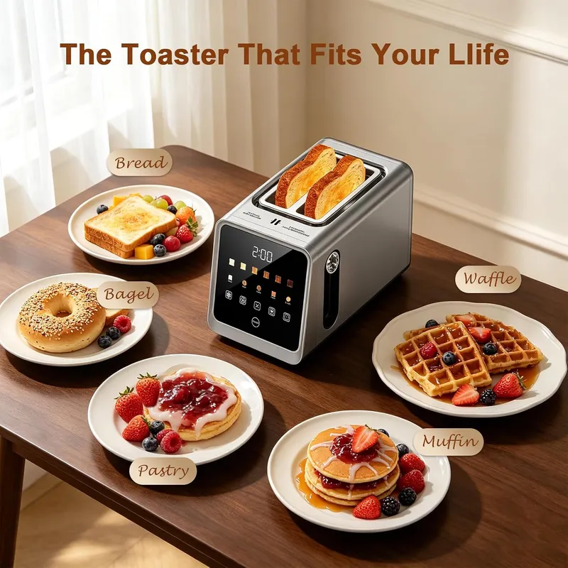 Foyoconven Smart Toaster 4 Slice Wide Slot Dual Digital TouchScreen